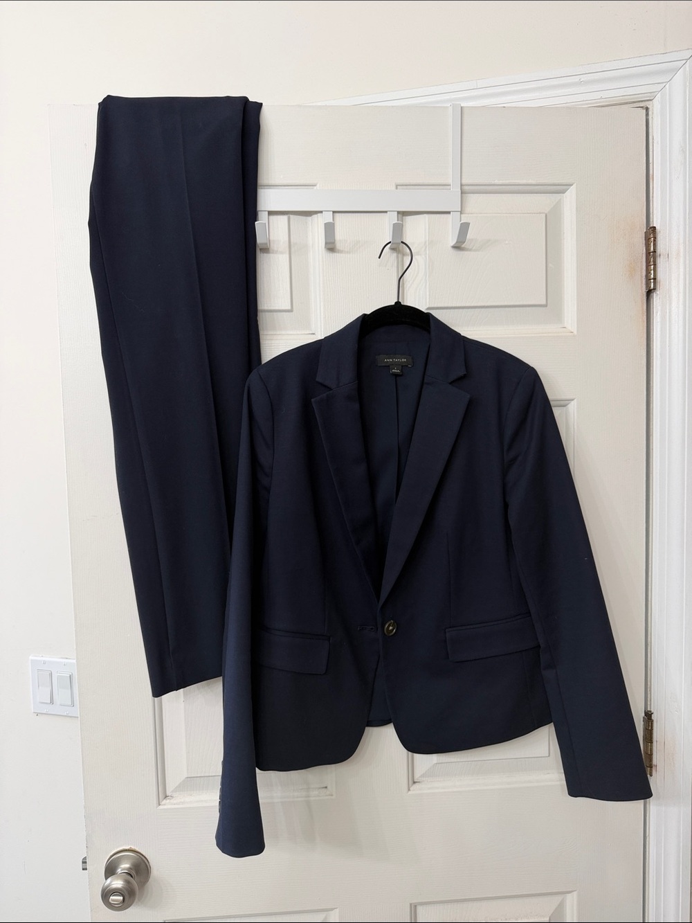 Ann Taylor Navy Single-Button Blazer & Matching Trousers